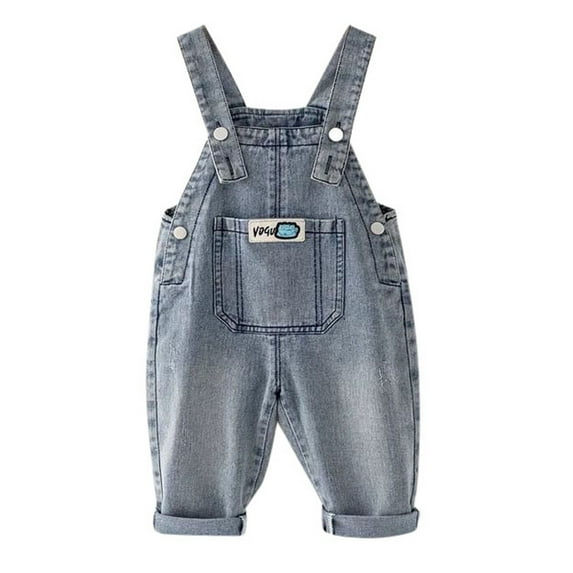 FYDUU Toddler Boy Girl Denim Overalls Kids Sleevless Jumpsuits Bib Overalls Adjustable Straps Denim Pants Soft Stretchy Jeans Jumpsuit 12-18 Months