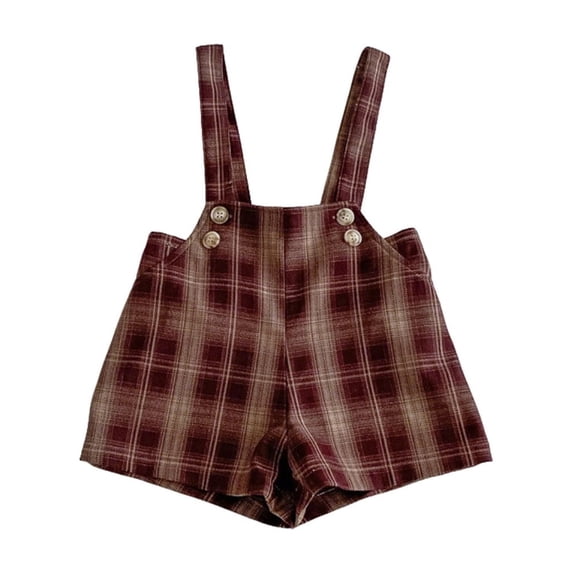 FYDUU Toddler Boy Plaid Suspender Shorts Summer Breathable Bottoms Kids Baby Boys Gingham Chino Shorts for Casual School Formal Wear Leisure Pants 18-24 Months
