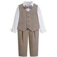 thumbnail image 1 of FYDUU Toddler Boys' 4-Piece Formal Suit Set Slim Fit Suit Vest Pants Dress Shirt And Bowtie Children Wedding Performance Outfit Comfy Versatile 2-3 Years, 1 of 7