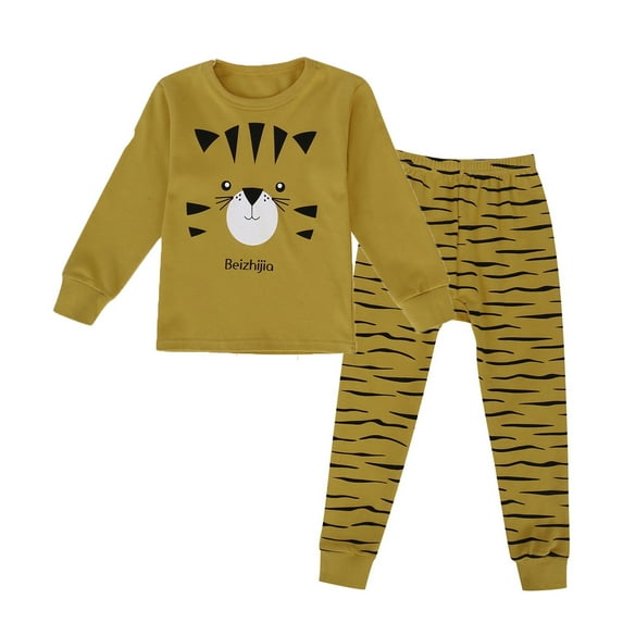 FYDUU Toddler Boys Girls 2 Piece Pajamas Sleepwear Sets Long Sleeve Top And Pants Soft Snug Fit 2 Piece Pajama Sleepwear Set Soft Pajama Outfits For 11-12 Years