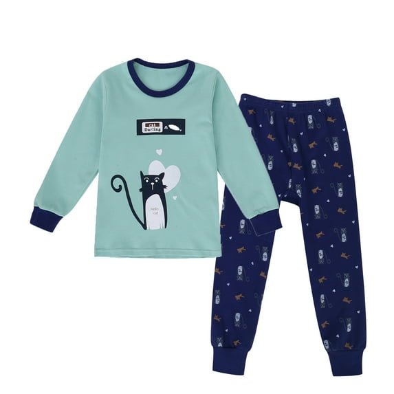FYDUU Toddler Boys Girls Pajamas Sets Soft Comfy Cotton Long Sleeve Top With Pants Long Set 2 Piece Sleepwear Loungewear Outfits Soft Comfy Home Wear For 9-10 Years
