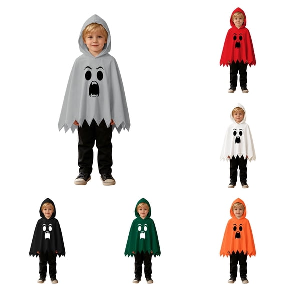 FYDUU Toddler Boys Halloween Ghost Cloak Cape Hooded Tops with Black Pants 2 Piece Outfit Set Kids Holiday Casual Clothes