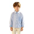 thumbnail image 1 of FYDUU Toddler Boys Striped Long Sleeve Shirts Casual Button Down Turndown Collar Shirts Autumn Fashion Blouses Back To School Clothes 6-7 Years, 1 of 9