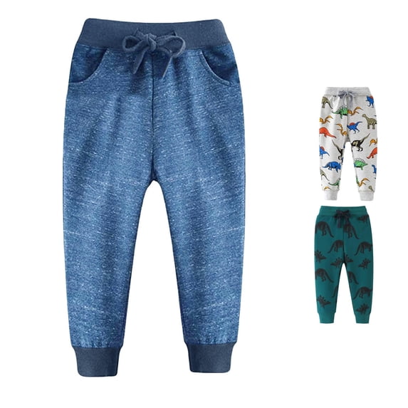 FYDUU Toddler Boys Sweatpants Kids Athletic Jogger Pants Elastic Waist Drawstring Pull On Casual Pants Soft School Active Sweatpants Versatile Slacks 3-4 Years