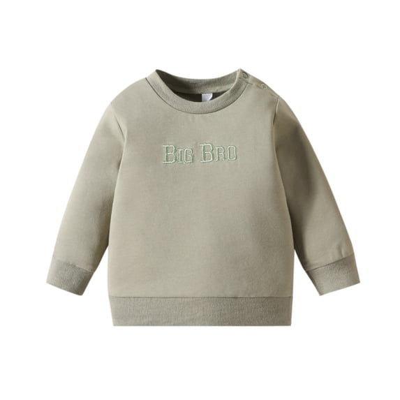 FYDUU Toddler Boys Sweatshirt Long Sleeve Letter Embroider Crewneck Pullover Tops Fall Soft Comfortable Sweatshirts Vintage Party Tops 2-3 Years