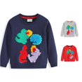 thumbnail image 1 of FYDUU Toddler Dinosaur Embroidered Sweatshirt for Boys Soft Round Neck Pullover Tops Little Boys Sweatshirts Back To School Wear Kids 5-6 Years, 1 of 4