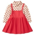 thumbnail image 1 of FYDUU Toddler Girl Clothes Outfits Button Long Sleeve Red Polka Dot Shirts With Suspender Skirt Overalls 2 Piece Set Casual School Uniform Fall Outfits 3-4 Years, 1 of 9