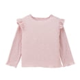 thumbnail image 1 of FYDUU Toddler Girl Shirts Ruffle Long Sleeve Baby Girls T-Shirts Crew Neck Ribbed Knit T Shirt Solid Color Basic Tee Tops Blouse Girls Tshirts Vintage Hallowmas, 1 of 6