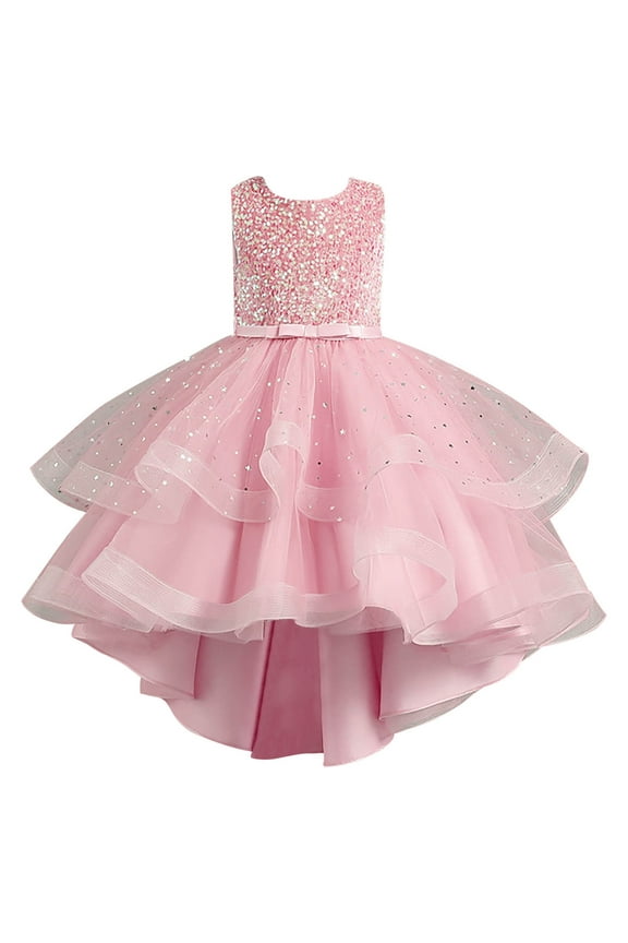 Toddler Girls Sequin Dress Elegant Flower Girl Dress Princess Pageant Party Formal Gown Kids Birthday Wedding Christmas Party Dresses Casual Holiday Dresses 4-5 Years