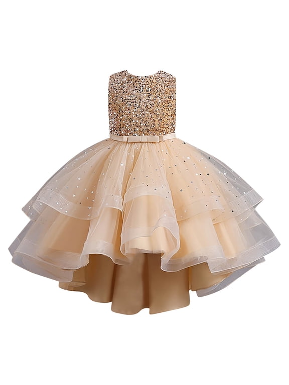 Toddler Girls Sequin Dress Elegant Flower Girl Dress Princess Pageant Party Formal Gown Kids Birthday Wedding Christmas Party Dresses Fashion Dresses 4-5 Years