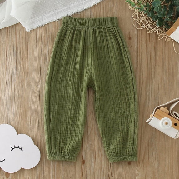 FYDUU Toddler Harem Pants Baby Girls Casual Pants Elastic Waist Summer Fall Trousers Kids Loose Bloomers Solid Color Fashion Versatile Pant 120
