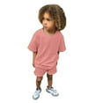 thumbnail image 1 of FYDUU Toddler Kids Baby Boys Outfits Sets 2 Piece Tracksuit Summer Solid Color Short Sleeve T Shirt Tops with Shorts Set 1-2 Years, 1 of 9