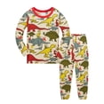 thumbnail image 1 of FYDUU Toddler Kids Boys Girls Pajama Set Cute Cartoon Dinosaur Print Pajamas Long Sleeve Sleepwear Soft Comfortable Loungewear Two Piece Outfits Handsome Fashion 3-4 Years, 1 of 7