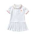 thumbnail image 1 of FYDUU Toddler Little Girls Short Sleeve Dresses Summer Solid Color Collared Uniform Polo Dress Fashion Sundress Casual School Playwear Comfort Jumpsuit 18-24 Months, 1 of 4