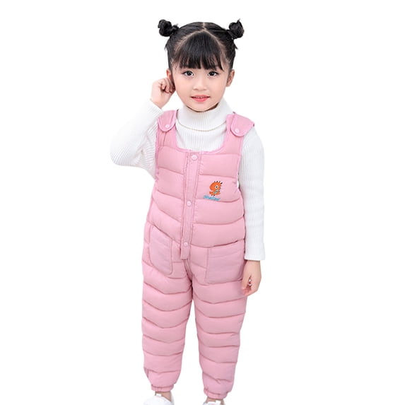 FYDUU Toddler Snow Pants Baby Winter Clothes Boy Girl Snowsuit Ski Overalls Lining Romper Jumpsuit Warm Down Puffer Overall Suspender Trousers 12-18 Months