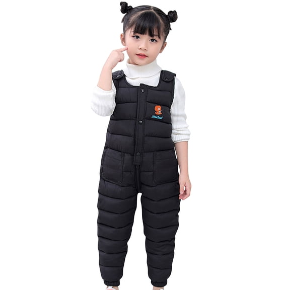 FYDUU Toddler Snow Pants Baby Winter Clothes Boy Girl Snowsuit Ski Overalls Lining Romper Jumpsuit Warm Down Puffer Overall Suspender Trousers 12-18 Months