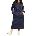 thumbnail image 1 of FYDUU Women Casual Hoodie Dress Women's Long Hoodie Dress Pullover Autumn Winter Mid-Length Hooded Sweatshirt Dress Kangaroo Pocket Fashion Dresses Comfort Fit Sweatshirts, 1 of 6