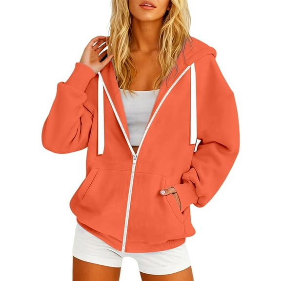 FYDUU Women Plus Size Hoodies Casual Hooded Sweatshirt With Zipper Pockets Lightweight Stylish Autumn Every Day Wear Outdoor Activities Versatile Hoodie Sweatshirt