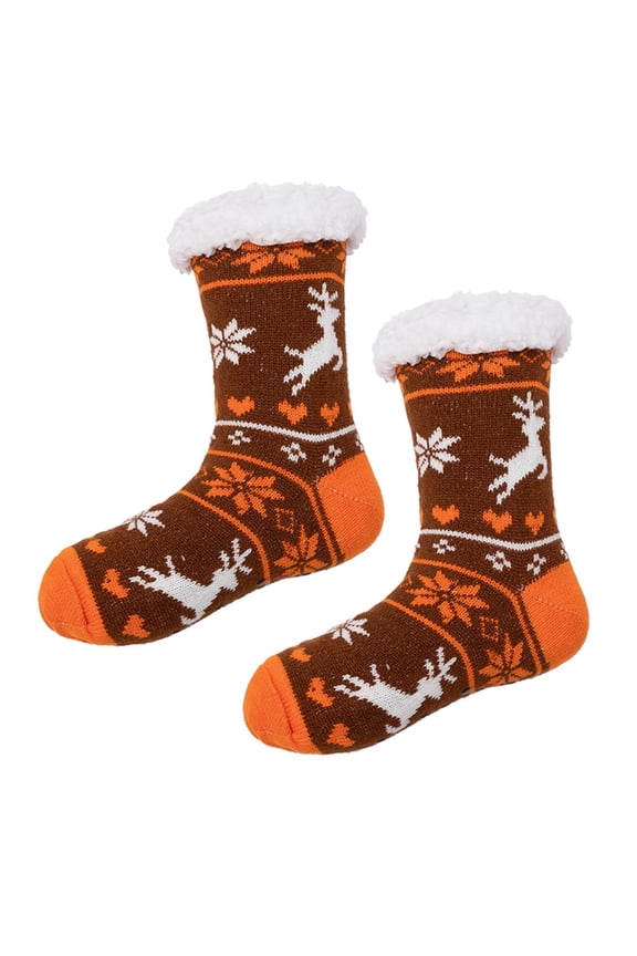 Women's Ankle Socks Women Winter Thickened Velvet Warm Fuzzy Slippers Adult Unisex Long Christmas Cartoon Deer Floor Socks