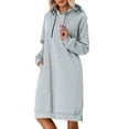 thumbnail image 1 of FYDUU Women's Casual Oversized Sweatshirt Dress Knee-Length Solid Color Fall Fashion Long Sleeve Split Hem Hoodie Dress Casual Loose Pullover Tops GY1, 1 of 6
