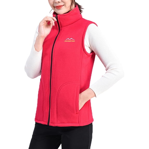 FYDUU Women's Classic-Fit Sleeveless Polar Soft Vest Stand Collar Warm Winter Vest Coat Cozy Lightweight Zip Up Jackets Vests Comfy Coat Outwear