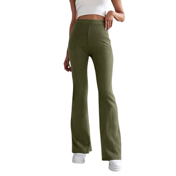 FYDUU Women's Corduroy Flare Pants High Waisted Elastic Waist Bell Bottom Trousers Retro Fashion Fall Winter Long Pants Trousers Leisure Pants
