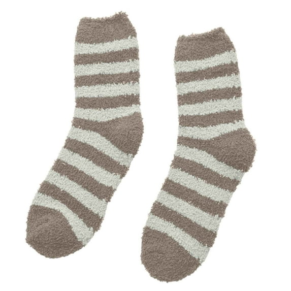 FYDUU Women's Crew Socks Fuzzy Socks Warm Winter Slipper Fluffy Sleep Home Fleece Soft Socks Cozy Comfy Striped Socks For Mens Womens
