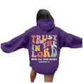 thumbnail image 1 of FYDUU Women's Hoodies Casual Letter Print Quarter Zip Sweatshirt Long Sleeve Pullover Loose Fit Hoodie Streetwear Casual Hoodies Sweatshirts Top Purple, 1 of 6
