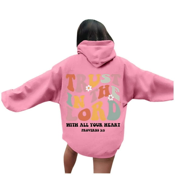 FYDUU Women's Hoodies Casual Letter Print Quarter Zip Sweatshirt Long Sleeve Pullover Loose Fit Hoodie Streetwear Trendy Sweatshirts Clothes Pink