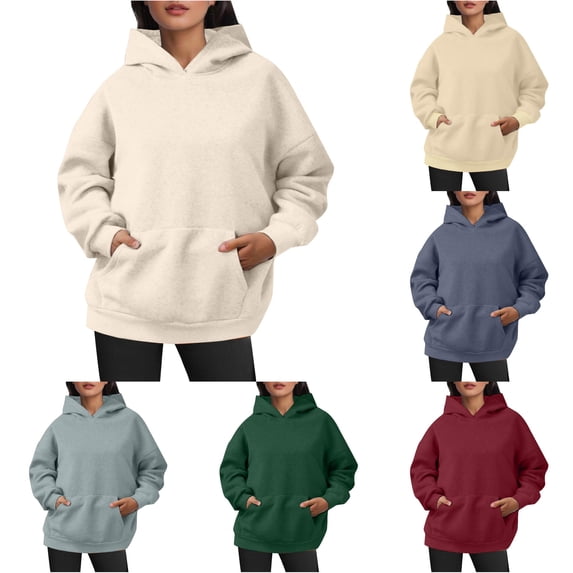 FYDUU Women's Hoodies Oversized Sweatshirt Comfort Pullover Casual Hoodies Trendy Hooded Sweatshirts with Pockets for Fall Winter