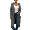 thumbnail image 1 of FYDUU Women's Long Cardigan Coats Plus Size Hooded Cardigan Sweater Open Front Cardigans Warm Hooded Outwear Coat With Pockets Casual Winter Coats, 1 of 5