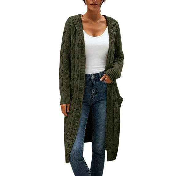 FYDUU Women's Long Cardigan Coats Plus Size Oversized Cardigan Long Open Front Sweater Coat Casual Open Front Warm Outwear Trendy Streetwear