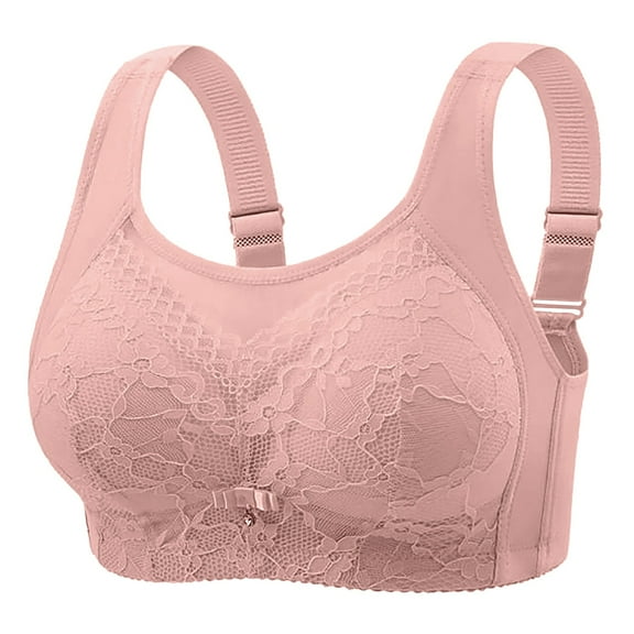FYDUU Women's Plus Size Gathered Sagging Big Chest Showing Small Beauty Back Side Collection Bra Comfort Womens Bralettes /Pink