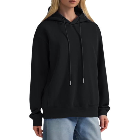FYDUU Women's Pullover Hoodies Trendy Heavyweight Pullover Hoodie Fashion Drop Shoulder Long Sleeve Casual Sweatshirt Outerwear Streetwear Loose Pullover Sweatshirt