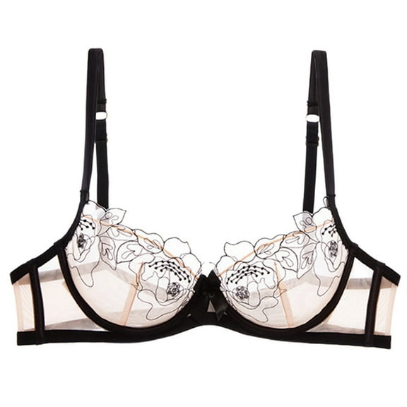 FYDUU Women's Sexy Lace Bras Underwire Everyday Bra Comfort Push Up Bralettes Lace Bras Women's Lace Bralette Comfortable Soft Bras /Black