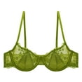 thumbnail image 1 of FYDUU Women's Sexy Lace Push Up Plus Size Bra Sheer Balconette Underwire Unlined Half Cup Lace Bra Comfort Soft Everyday Bra /Green, 1 of 2