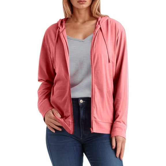 FYDUU Women's Slub Knit Full-Zip Hoodie Lightweight Zip Up Hoodies For Women Hooded Sweatshirts Long Sleeve Thin Jacket Fall Winter Trendy Outfits RD1