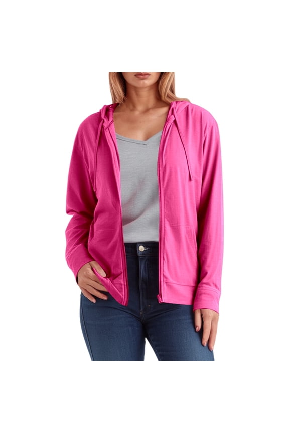 Women's Slub Knit Full-Zip Hoodie Lightweight Zip Up Hoodies For Women Hooded Sweatshirts Long Sleeve Thin Jacket Fashion Versatile Hoodie Tops RD2