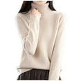 thumbnail image 1 of FYDUU Women's Sweaters Casual Autumn Turtleneck Sweater Ladies Loose Casual Long Sleeve Thick Knitted Sweater Bottom Shirts Trendy Polo Sweater, 1 of 5