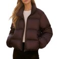 thumbnail image 1 of FYDUU Women's Winter Coats Warm Short Puffy Coat Lightweight Thermal Insulated Jacket With Stand Collar Quilted Jackets Casual Outerwear Casual Outerwear, 1 of 8