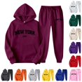 thumbnail image 1 of FYDUU Womens 2 Piece Sweatsuit Set Letter Print Hoodie Sweatshirts and Sweatpants Set 2Pcs Casual Tracksuit Jogger Sets Fall Outfits, 1 of 4