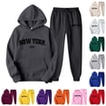 thumbnail image 1 of FYDUU Womens 2 Piece Sweatsuit Set Letter Print Hoodie Sweatshirts and Sweatpants Set 2Pcs Casual Tracksuit Jogger Sets Fall Outfits, 1 of 4