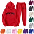 thumbnail image 1 of FYDUU Womens 2 Piece Sweatsuit Set Letter Print Hoodie Sweatshirts and Sweatpants Set 2Pcs Casual Tracksuit Jogger Sets Fall Outfits, 1 of 4