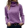 thumbnail image 1 of FYDUU Womens 2025 Fall Sweaters Womens' Turtleneck Long Sleeve Knit Sweaters Solid Color Slim Fit Casual Pullover Sweater Tops Knit Polo Sweaters, 1 of 7