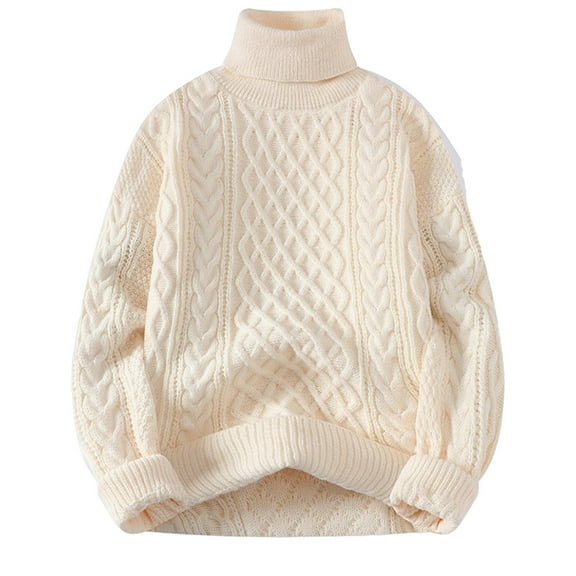 FYDUU Womens Cable Knit Sweaters Women's Pullover Sweater Solid Color Winter Thick Turtleneck Sweaters Loose Fit Casual Pineapple Knit Sweater Tops Fashion Knit Sweater