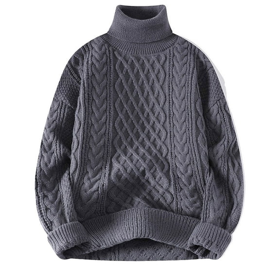 FYDUU Womens Cable Knit Sweaters Women's Pullover Sweater Solid Color Winter Thick Turtleneck Sweaters Loose Fit Casual Pineapple Knit Sweater Tops Soft Knit Sweaters