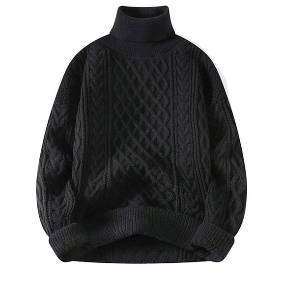 FYDUU Womens Cable Knit Sweaters Women's Pullover Sweater Solid Color Winter Thick Turtleneck Sweaters Loose Fit Casual Pineapple Knit Sweater Tops Sweater Fall Tops