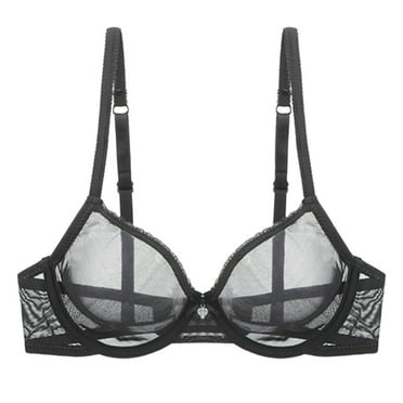 FYDUU Womens Comfort Bras Fully See Through Women's Underwear Mesh Bra See Through Soft Steel Ring Breathable Sexy Bra Anti Sagging Bras