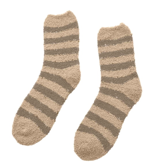 FYDUU Womens Cute Crew Socks Fuzzy Socks Warm Winter Slipper Fluffy Sleep Home Fleece Soft Socks Cozy Comfy Striped Socks For Mens Womens
