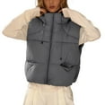 thumbnail image 1 of FYDUU Womens Puffer Vest Sleeveless Hooded Puffy Vests Lightweight Quilted Vest Casual Cropped Sleeveless Jackets Autumn Winter Warm Coat Trendy Winter Coat, 1 of 4
